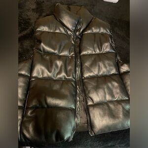 Women’s leather puffer vest